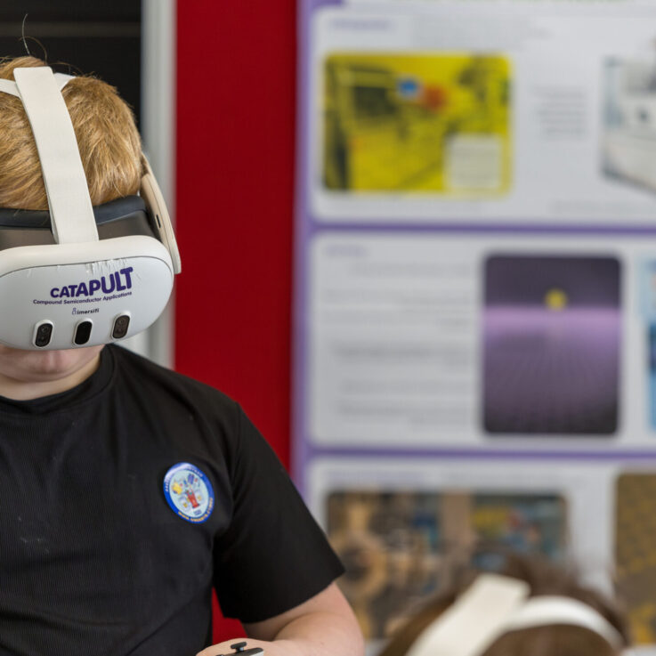 School pupil using a VR headset